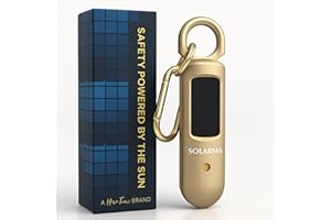 Solarma by HerTime2 | Solar Powered Personal Alarm for Women | Extra Loud Dual Siren + LED | Solar + USB-C Rechargeable | Ideal Gift for College, Travel, Running, Realtors | Self Defense Safety Alarm