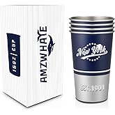 AMZ WHALE Drinking Cups Set of 4, 16oz Per Cup,Sports Travel Coffee Mug, Stainless Steel, Insulated,Classic Collection Gifts for Fans