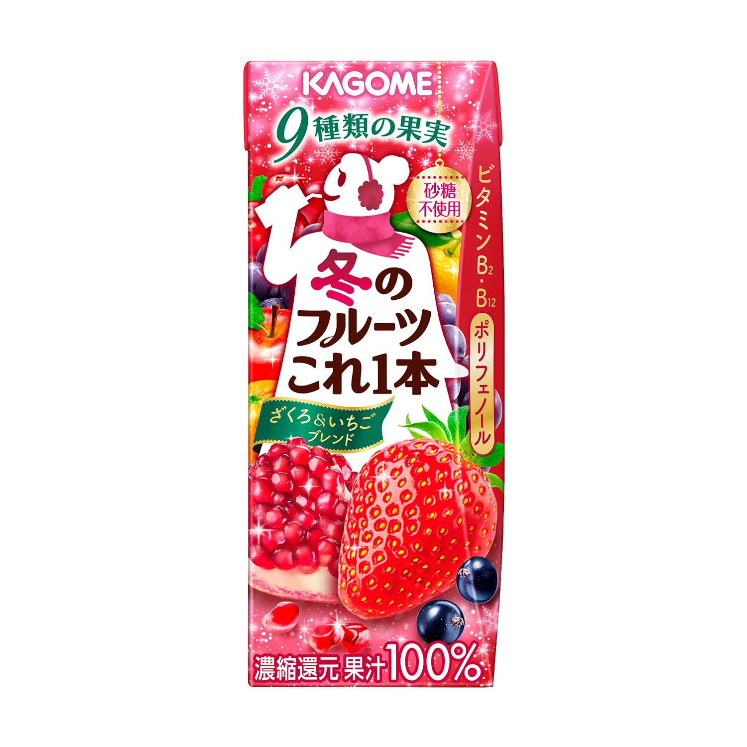 カゴメ 冬のフルーツこれ一本 ざくろ＆いちごブレンド 200ml×24本 【季節限定品】商品画像