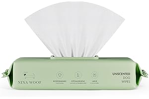 Nina Woof Dog Wipes – Fragrance-Free, Alcohol-Free, Hypoallergenic Pet Grooming Wipes with Aloe Vera, Biodegradable, for Dogs & Cats: Paws, Face, Ears & Butt – (70 Count)