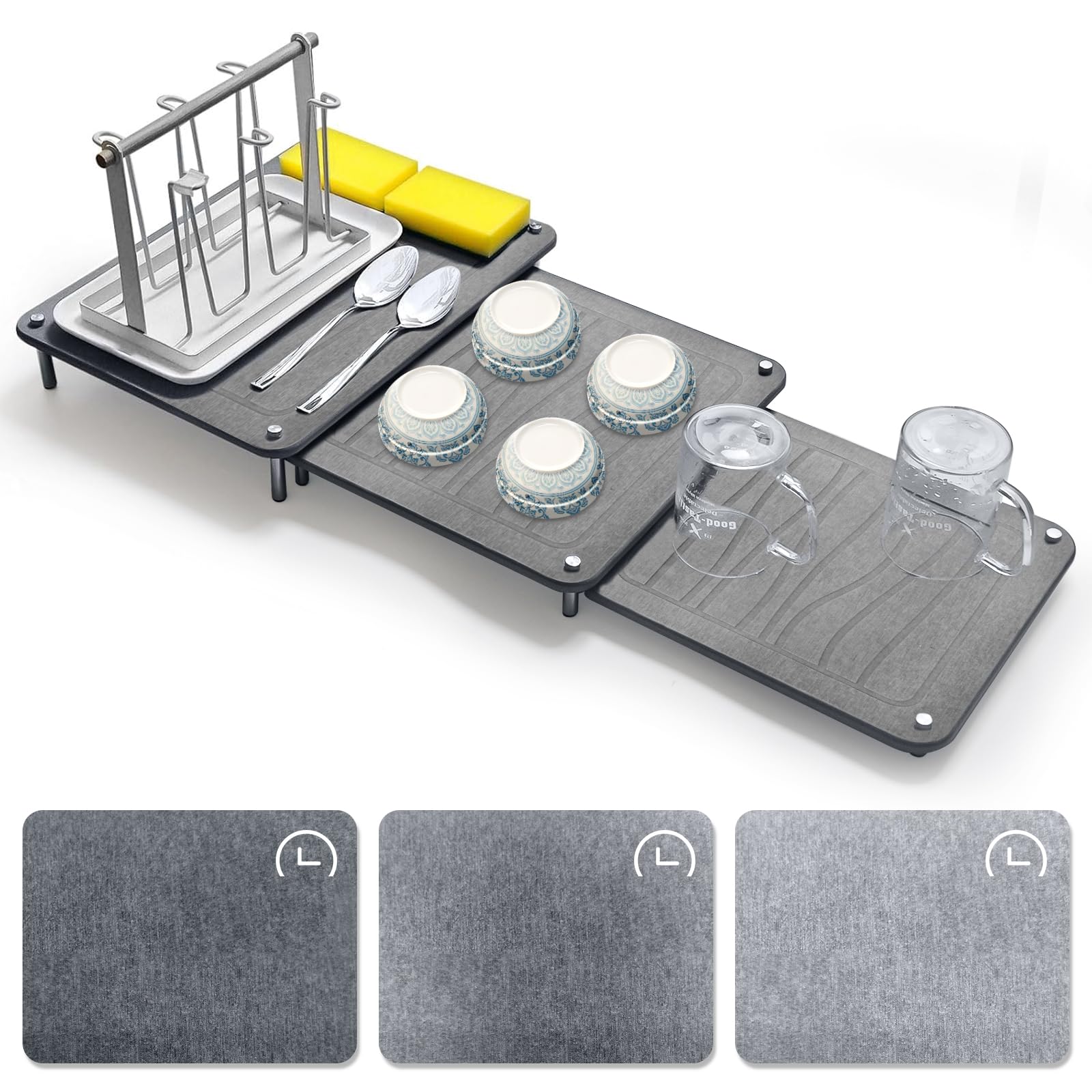 Photo 1 of *UNTESTED*
3Pcs Nesting Stone Drying Mat for Kitchen Counter, Quick Drying Stone Dish Drying Mat with Non-Slip Feet, Super Absorbent Heat Resistant Diatomaceous Earth Dish Drying Mat for Dishes, Bottle-Geometry