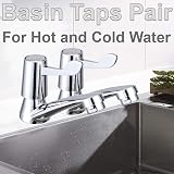eTrademart 2pcs Bathroom Taps Pair 1/2 BSP Chrome Lever Separate Hot Cold view 5