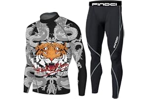 1Bests Men's Running Fitness Cooling Sportswear Camo Compression Short-Sleeved Shirt + Pants Sets (XXXL, Black Grid)