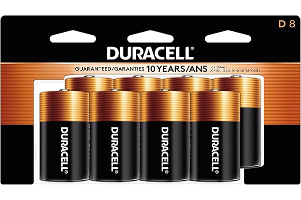 Duracell Coppertop D Batteries, 8 Count (Pack of 1), D Battery with Long-lasting Power, All-Purpose Alkaline Battery for Hous