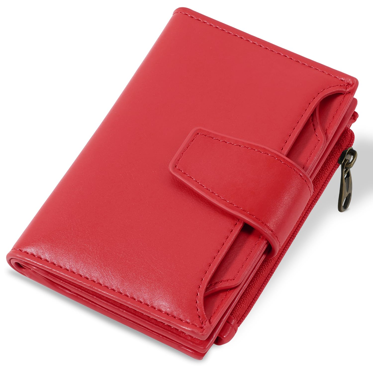 Photo 1 of Airkit Small Wallet Women RFID Blocking PU Leather Bifold Compact Card Holder Wallet for Women with Zipper Coin Pocket 4 ID Window