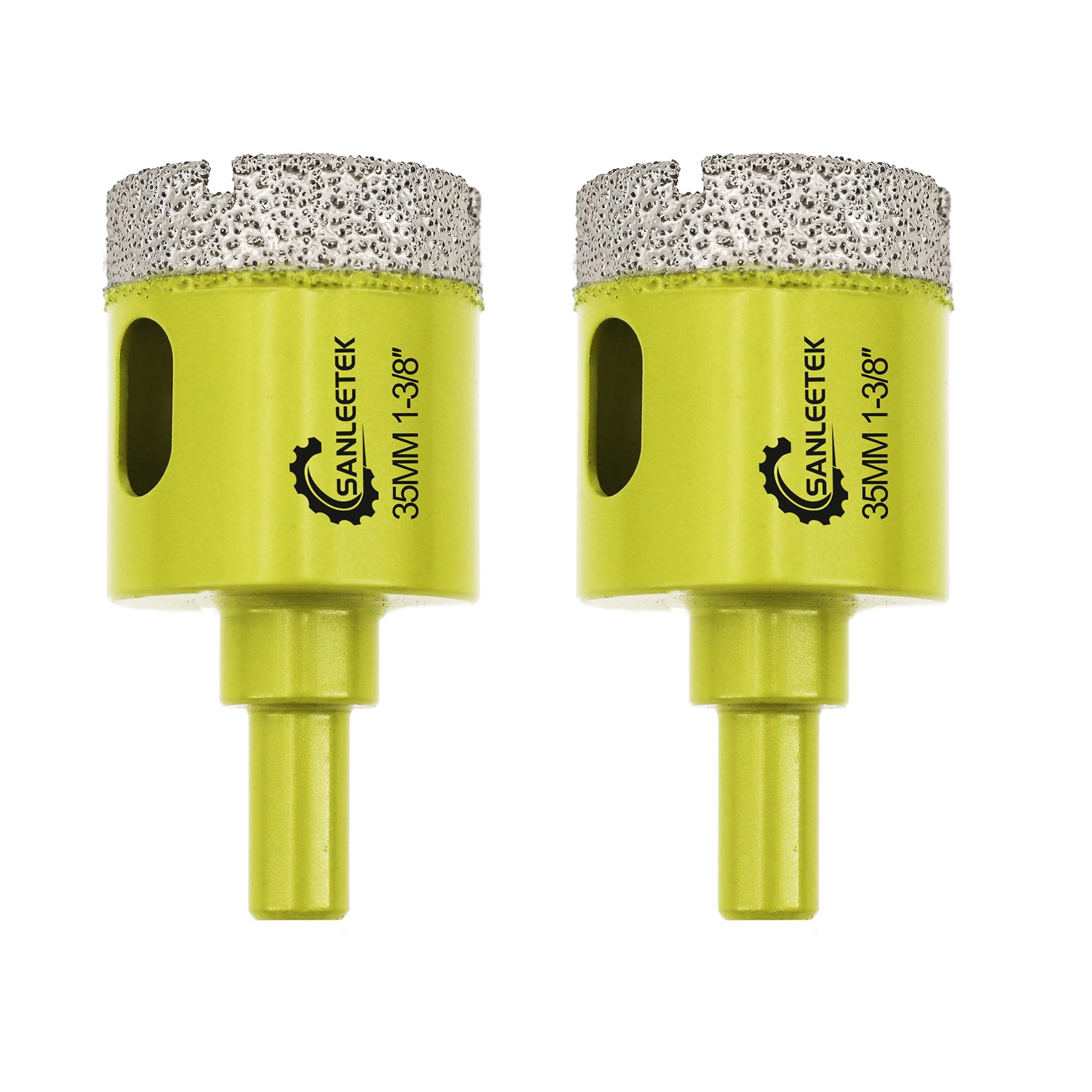 Diamond Core Drill Bits 2pcs - 35mm Diamond Hole Saw with Round Shank for Ceramic Porcelain Tile Marble Granite Quartz SANLEETEK