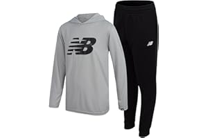 New Balance Boys' Active Sweatsuit - 2 Piece Waffle Knit Hoodie Sweatshirt and Sweatpants - Jogger Pants Set for Boys, 8-16