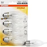 Sylvania Double Life Incandescent 25 Watt Chandelier Light Bulbs, 4 Pack | E26 Medium Base Bulbs, Dimmable B10 Bent Tip Type B Light Bulbs 25W, 120V Clear Warm White 3000 Hour