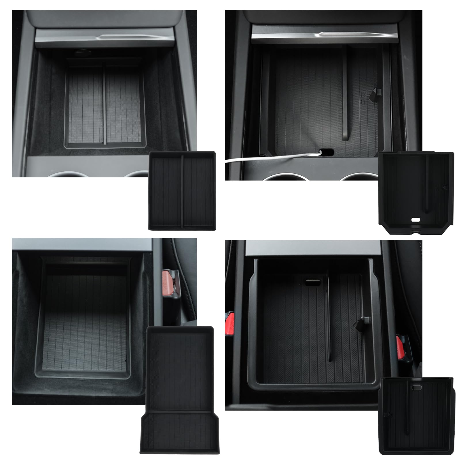 Photo 1 of Jawjut Center Console Organizer Control Lower Bottom Storage Box 4PC Compatible with 2024 2025 Tesla Model 3 Highland