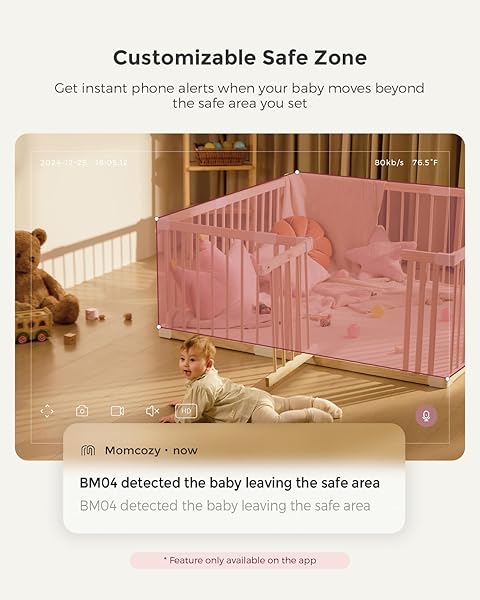 MOMCOZY SMART WIFI BABY MONITOR WITH CAMERA AND AUDIO, 5″ 1080P SCREEN WITH WALL MOUNT, MOTION & CRY DETECTION, SAFE FENCE, CLEAR NIGHT VISION, 5000MAH BATTERY, 2-WAY TALK, PHOTO & VIDEO RECORDING