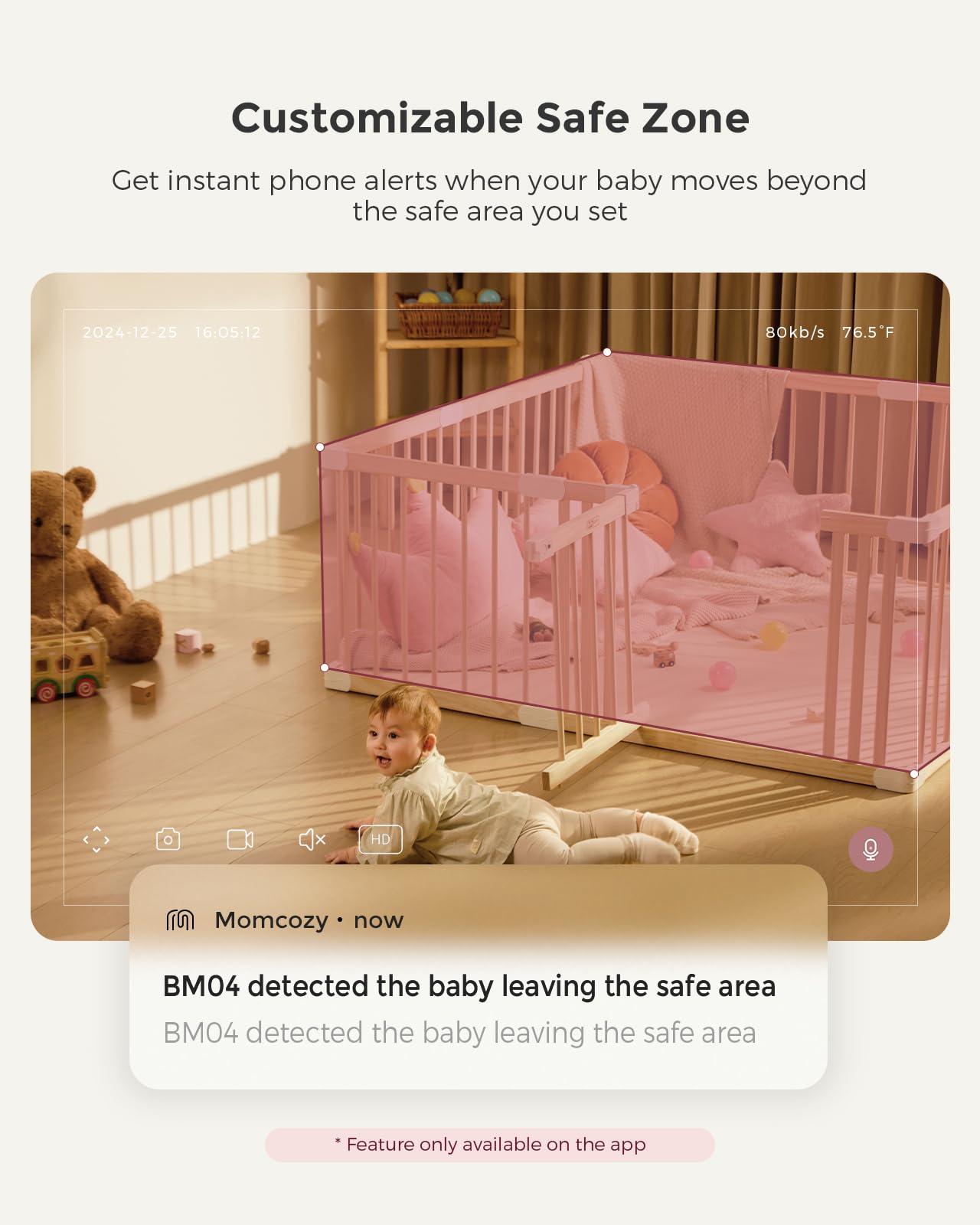 Momcozy Smart WiFi Baby Monitor with Camera and Audio, 5