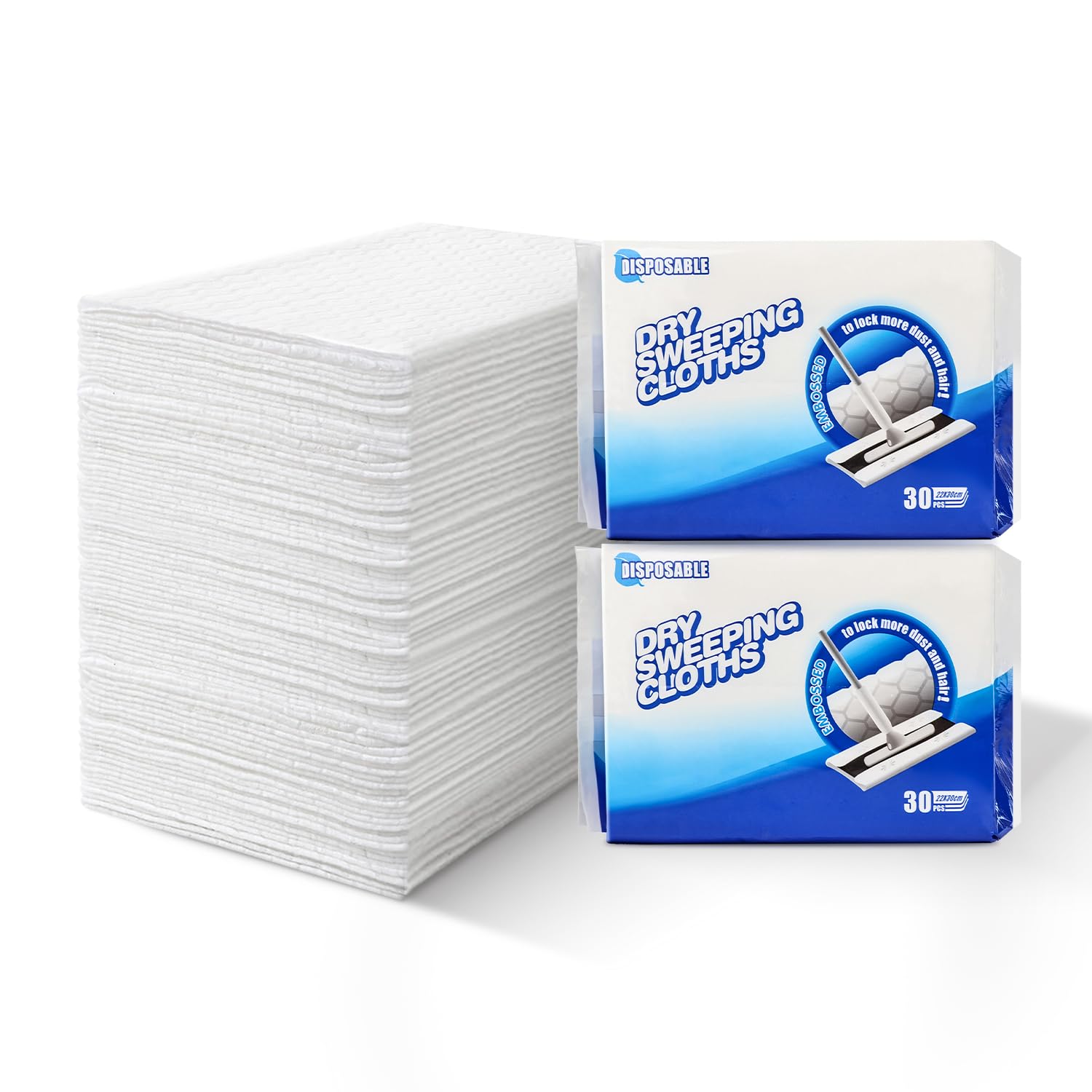 JEBBLAS Dry Sweeping Cloths,Dry Floor Wipes,Disposable Floor Cloths,Clean and Away Dry Dusting Mop Cloths,Electrostatic Floor Cloths for Flat Swivel Mop 30cm x 22cm,Pack of 240