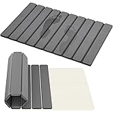 Foldable Stone Bath Mat, Absorbent Diatomaceous Earth Mats, Non-Slip 23.6 x 15.5 Inch Quick Drying Mat, Compact and Easy to Store Bath Mats for Bathroom, Easy to Clean, Grey