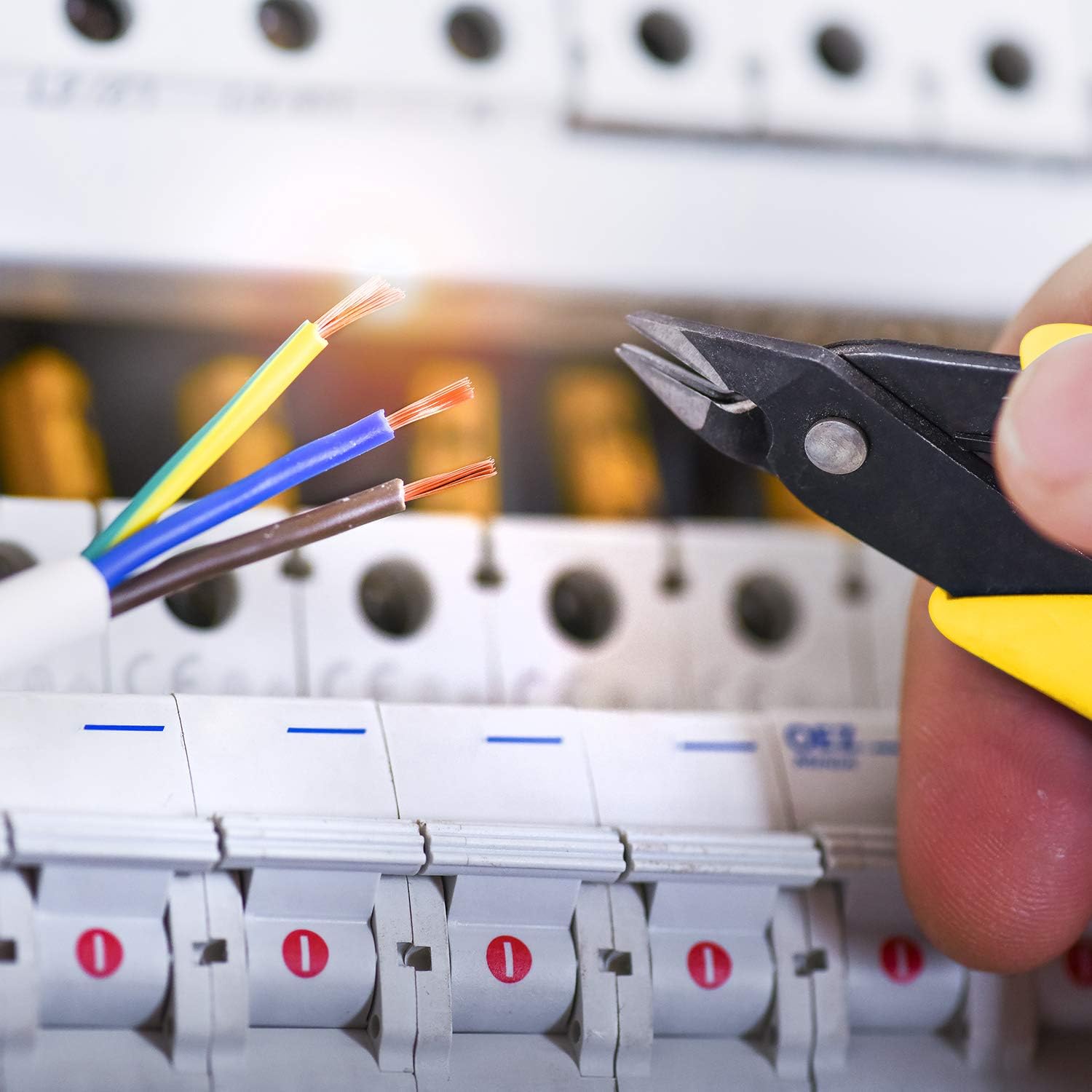 HongWay 1 Pack 170 Micro Wire Cutter, Shear Cutter, Small Side Cutting Clippers with Internal Spring, for Electronics, Heating Wire, Model Sprue, Soft Copper Wire, 5 in, Yellow - - 