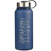 Christian Art Gifts Large Stainless Steel Double Wall Vacuum Sealed Insulated Water Bottle for Women, Men & Grads: I Know the Plans - Jer. 29:11 Inspiring Bible Verse, Leak/Spill-proof, Blue, 32 oz.