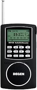 DEGEN DE1126 Ultra-Thin AM/FM/SW Radio with 4GB MP3 Player, Voice Recorder &amp; E-Book Reader
