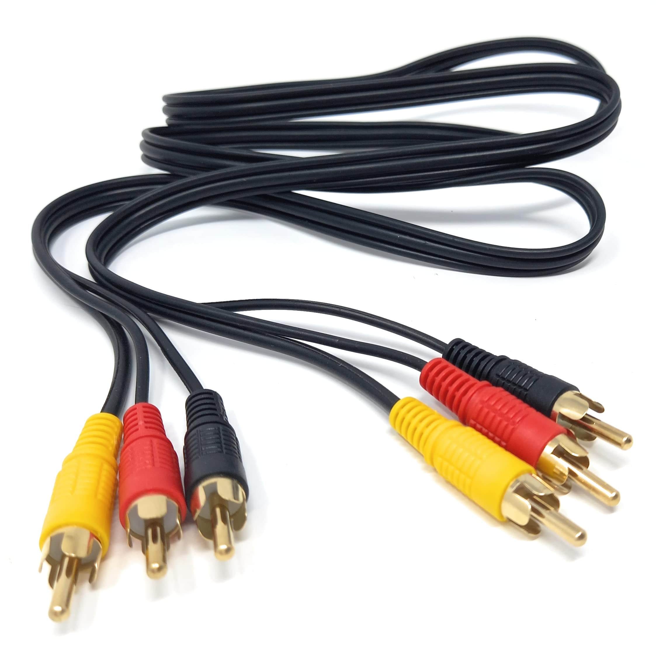 DRUT 1.2m 3 RCA to 3 RCA Phono Male Plug Triple Jack Cable AV Audio Video Composite Lead 3.9ft