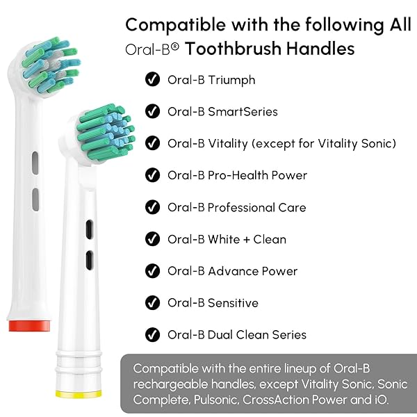 GENKENT 8 PACK REPLACEMENT TOOTHBRUSH HEADS COMPATIBLE WITH ORAL B BRAUN PRO 1000/500/1500/3000/5000/6000 CROSS ACTION HEAD