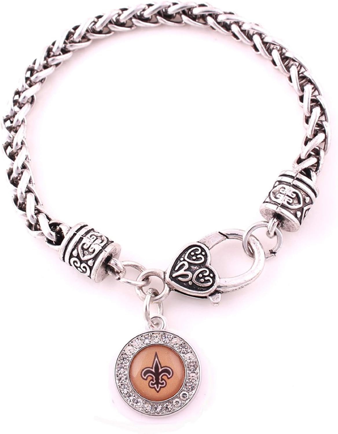 aS J New inch 7 Charm Rhinestone Round with Bracelet Alloy