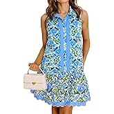 Cicy Bell Womens Floral Mini Dress Summer Casual V Neck Sleeveless Boho Dresses Ruffle Beach Vacation Outfits