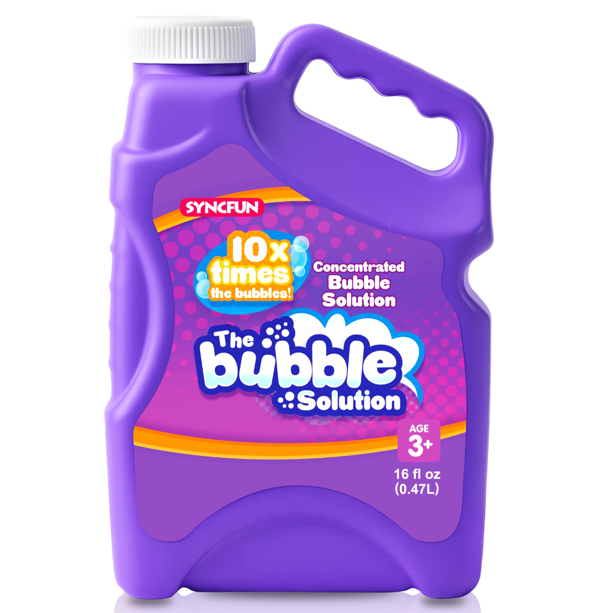 SYNCFUN 16 oz Bubble Solution Refills(Up to 1.25 Gallons), Concentrated Solution for Bubble Machine, Wands, Blower, Easter, Outdoors Activity-Purple