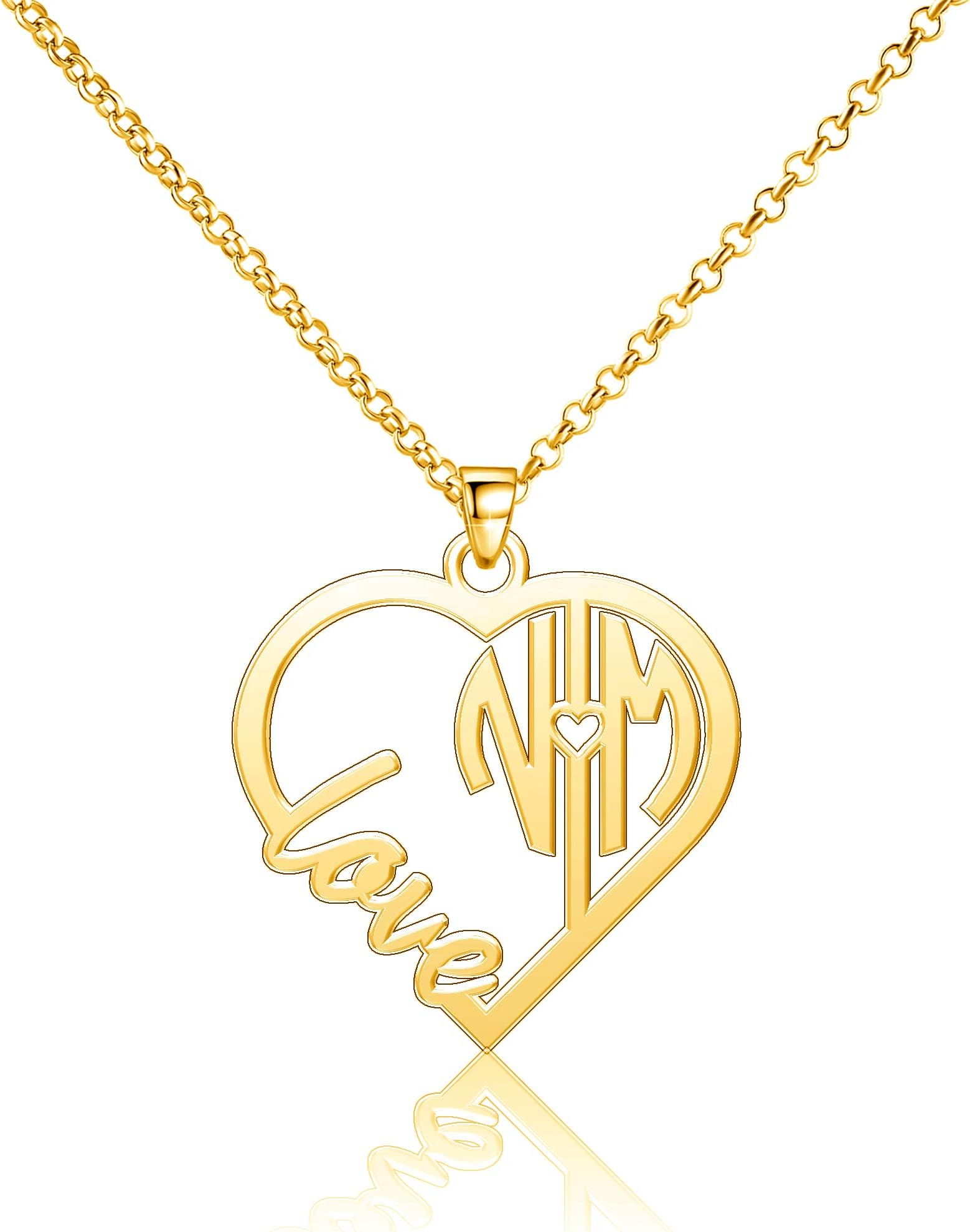 Infinite Memories Sterling Silver Love Heart Initial Monogram Personalized Custom Made Name Necklace of Best Gift