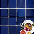 Premium Quality 3x3 Cobalt Blue Square Pattern Porcelain Mosaic Floor Wall Tile on Mesh Mounted for Kitchen Backsplash, Pool Tile, Bathroom Shower, Accent Decor (20 Sheets)