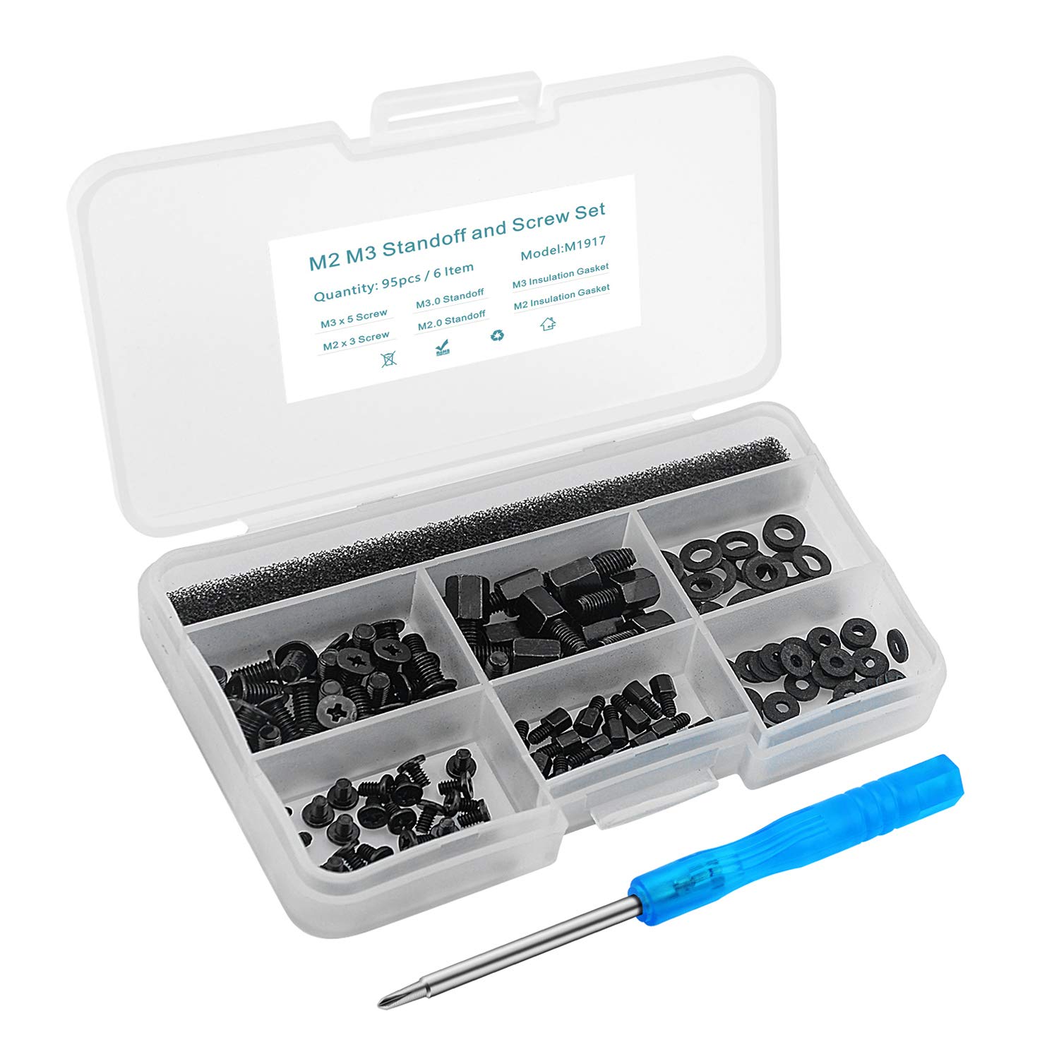 Mcsher 95Pcs M2.0 M3.0 Standoff and Screw Set Laptop Notebook Personal Computer SSD HDD Screws Kit for SSD Memorial Motherboard HDD