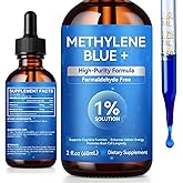 Methylene Blue 1% Solution, Methylene Blue for Humans, Methylene Blue 1% Enhanced Liquid Solution for Increased Absorption, Humans Brain Health and Energy Support, No Formaldehyde, No Alcohol - 2 Oz