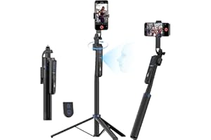 USKEYVISION 70” Auto Face Tracking Tripod, Extendable 360° Rotation Phone Tripod for iPhone and Android, Selfie Stick for iPhone w/Remote Control,Phone Holder Video Recording for TikTok(UTK-01)