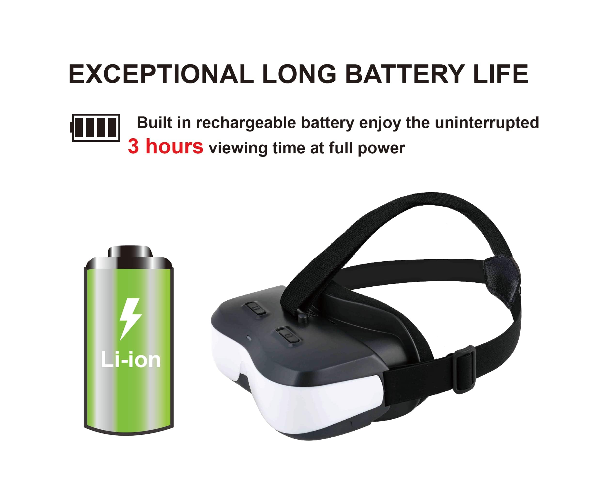 Bigeyes H3 Personal Mobile Movie Cinema,HDMI Input,Built in Battery,Not VR/AR,Connect to Various Multimedia Signal Source Devices.HDMI Glasses,Headset,Goggles,and Monitor(Bigeyes H3)