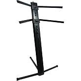 Harmony Audio Double Keyboard Stand 2-Tier Column with 5/8" Mic Mount | Dual holder for synths or digital pianos, 5/8 inch thread, stage rig for live sets, studio production setup, sturdy pro build