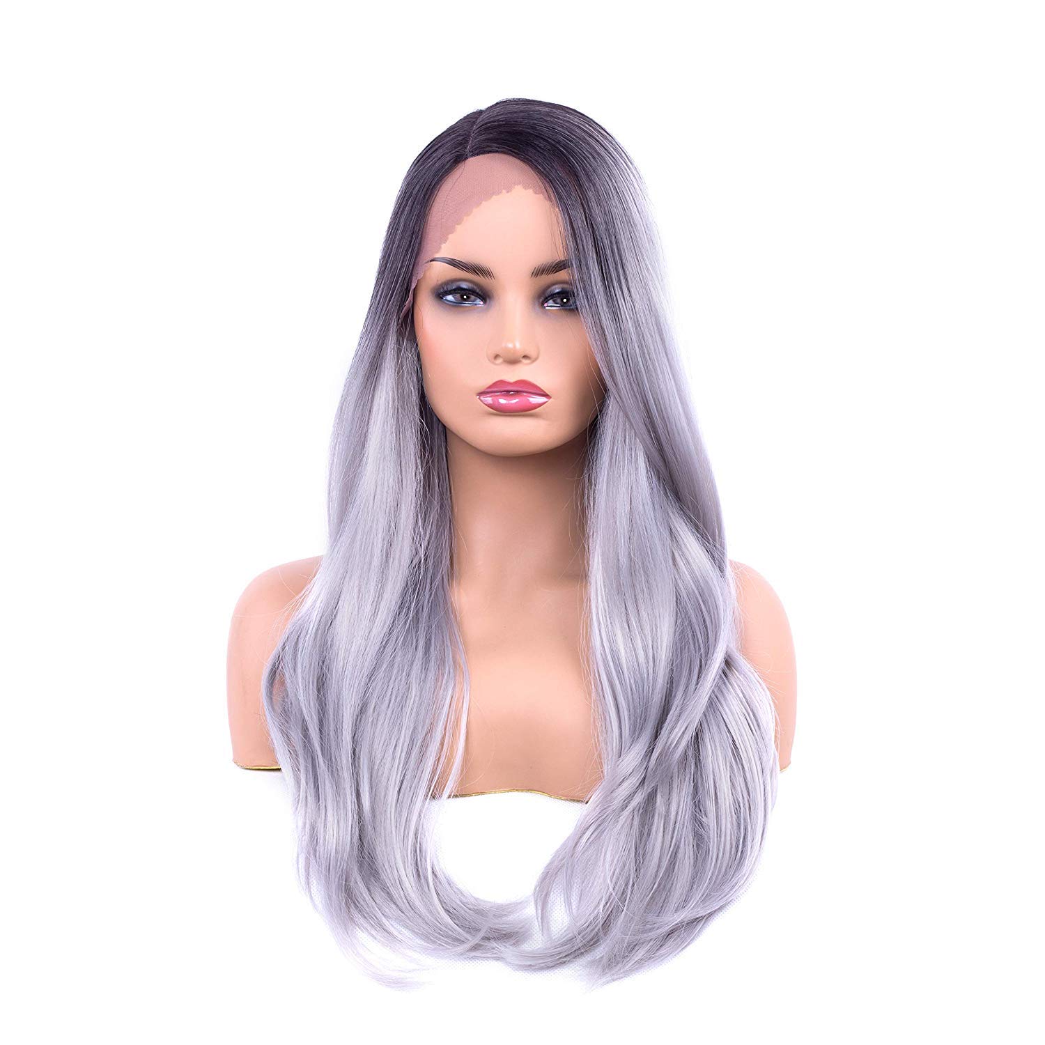 Buy Vivian Katte Ombre Gray 2 Tones Synthetic Lace Front Wig Dark
