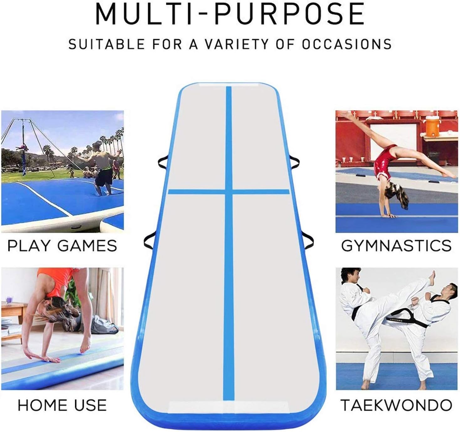 FBSPORT 8inches/4 inches Thickness airtrack mat, 26ft/23ft/20ft/17ft/13ft/10ft Tumble Track air mat for Gymnastics Training/Home Use/Cheerleading/Yoga/Water with Electric Pump : Sports & Outdoors