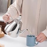 Stainless Steel Teapot with Infuser 52oz 1.5L 5-6 Cups Silver view 3