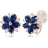Clip on Earrings for Women Cubic Zirconia Flower 14K Rose Gold Plated Jewelry Gifts(with Gift Box) for Women