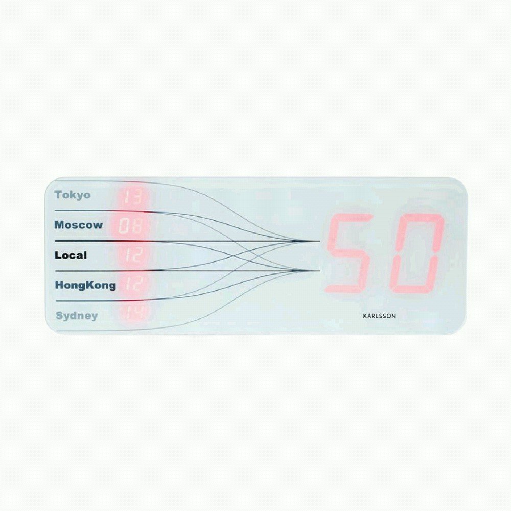 Karlsson Five Cities LED Wall Clock with White Case Plastic
