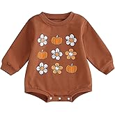 Lucikamy Halloween Baby Girl Boy Clothes Pumpkin Print Sweatshirt Romper Infant Long Sleeve One Piece Romper Fall Outfits