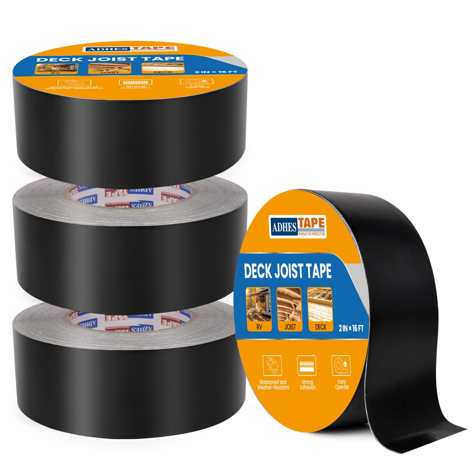 ADHES Weather Resistant & Waterproof Joist Tape - 5cm x 5m, 4 Rolls, Ideal for Wood Decks, Beams, Roof, Outdoor Construction