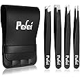 Pefei Tweezers Set - Professional Stainless Steel Tweezers for Eyebrows - Great Precision for Facial Hair, Splinter and Ingro