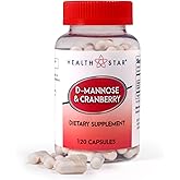 D-Mannose & Cranberry 1300mg by Health Star | Vegan & Non-GMO Urinary Tract Health Supplement | UTI Defense & Bladder Support for Women & Men | Natural Urinary Cleanse & Immune Support | 120 Capsules