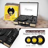 Trynnay Record Player 3 Speed Bluetooth Portable Suitcase Vinyl Player view 2