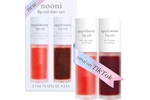 NOONI Korean Lip Oil Set - Appleberry & Applewine - Long-Lasting, Moisturizing, Revitalizing - Waterproof, No Peel Off, Stock