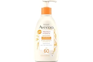 Aveeno Protect + Hydrate Sunscreen Moisturizing Body Lotion with Broad Spectrum SPF 60 and Prebiotic Oat, Weightless, Paraben