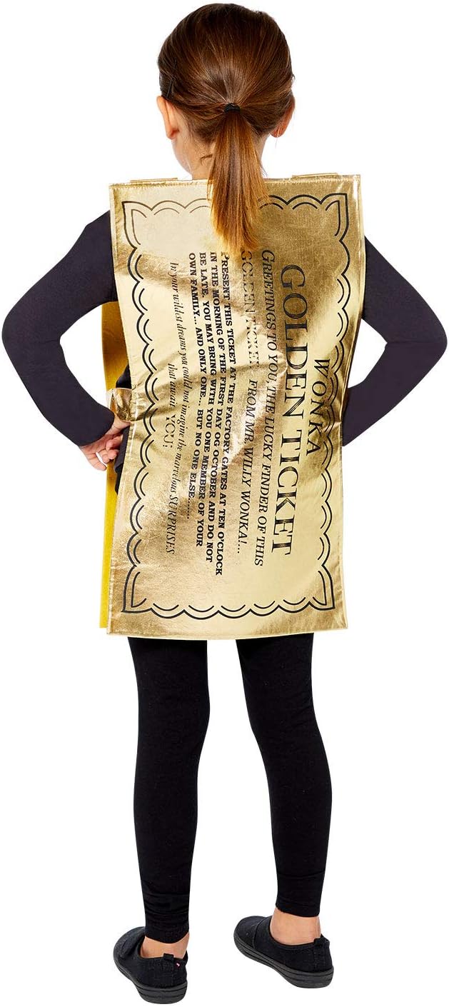 Amscan 9908992 Childs Official Warner Bros. Licensed Willy Wonka Golden  Ticket Tabard Fancy Dress Chocolate Factory Costume (3-7 years) - BigaMart