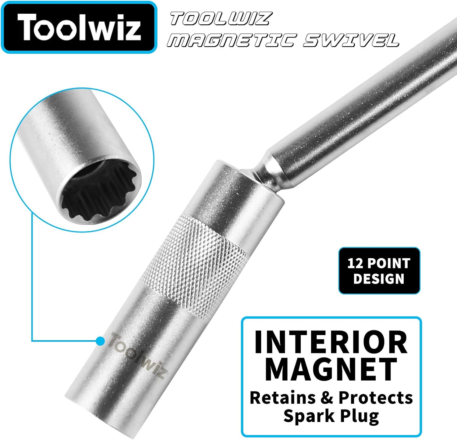 Toolwiz 14mm Spark Plug Socket with 31cm Extension, 3/8" Drive, 12 Point - Image 4
