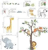 decalmile Jungle Animals Tree Wall Decals Elephant Giraffe Lion Safari view 4