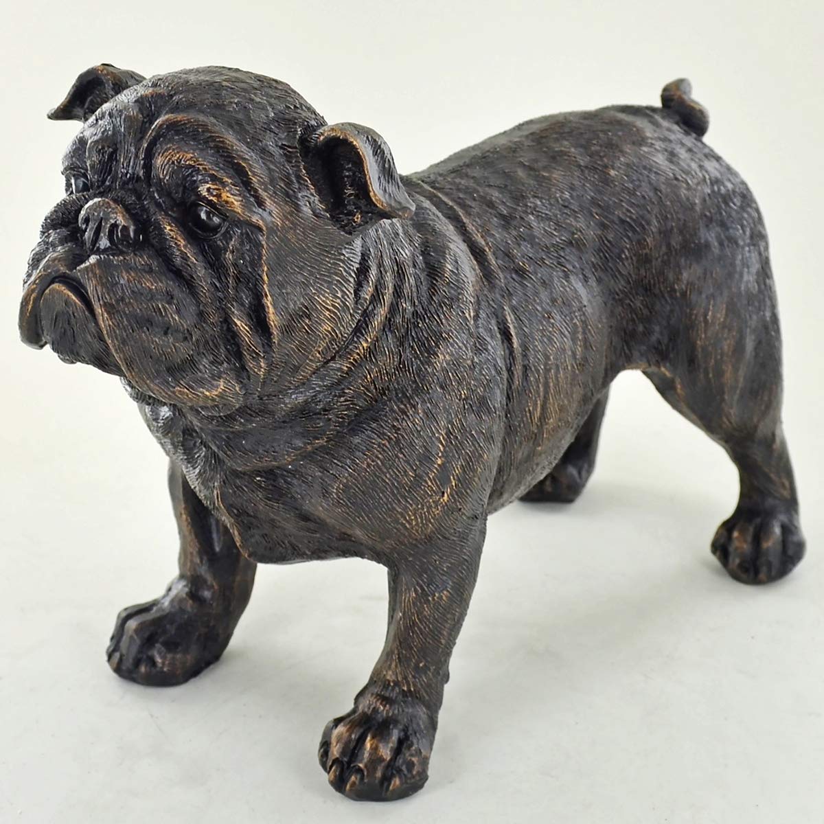 Prezents.com Large Bulldog Dog Standing Painted Bronze Resin Sculpture - Pet Gifts Stand Out Home Decor H13.5cm