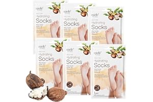 Epielle Hydrating Foot Mask 6 Pairs, Deep Moisturizing Socks for Dry, Cracked Feet, Self Care Gifts for Women, Spa Kit, Stocking Stuffers, Thanksgiving Essentials