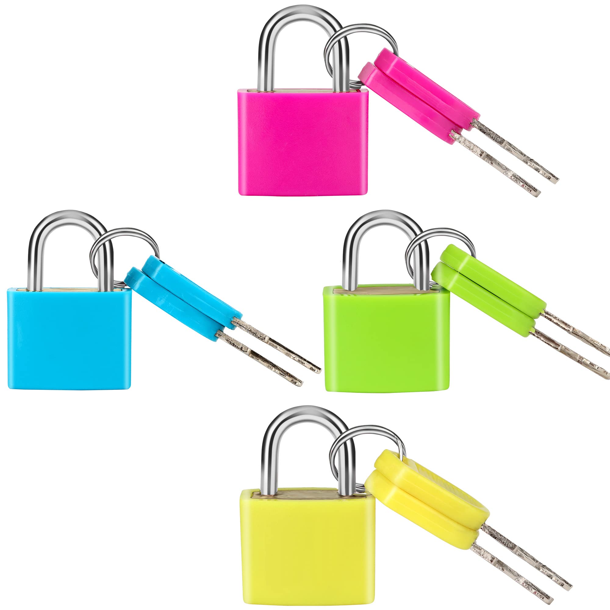 Photo 1 of 4 Pcs Suitcase Locks with Copper Keys Protect Your Belongings with Febwind's Set of 4 Mini Padlocks Multicolor Durable Locks for Suitcases Backpacks Boxes Cabinet and Laptop Bags